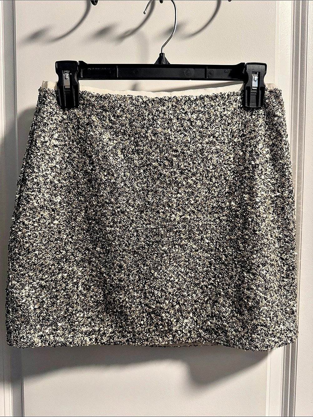 Topshop Sequin Mini Skirt in Black & Silver EUR 36 US 4 Like New